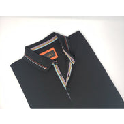 Black Polo With Colorful Trim Polos EightX