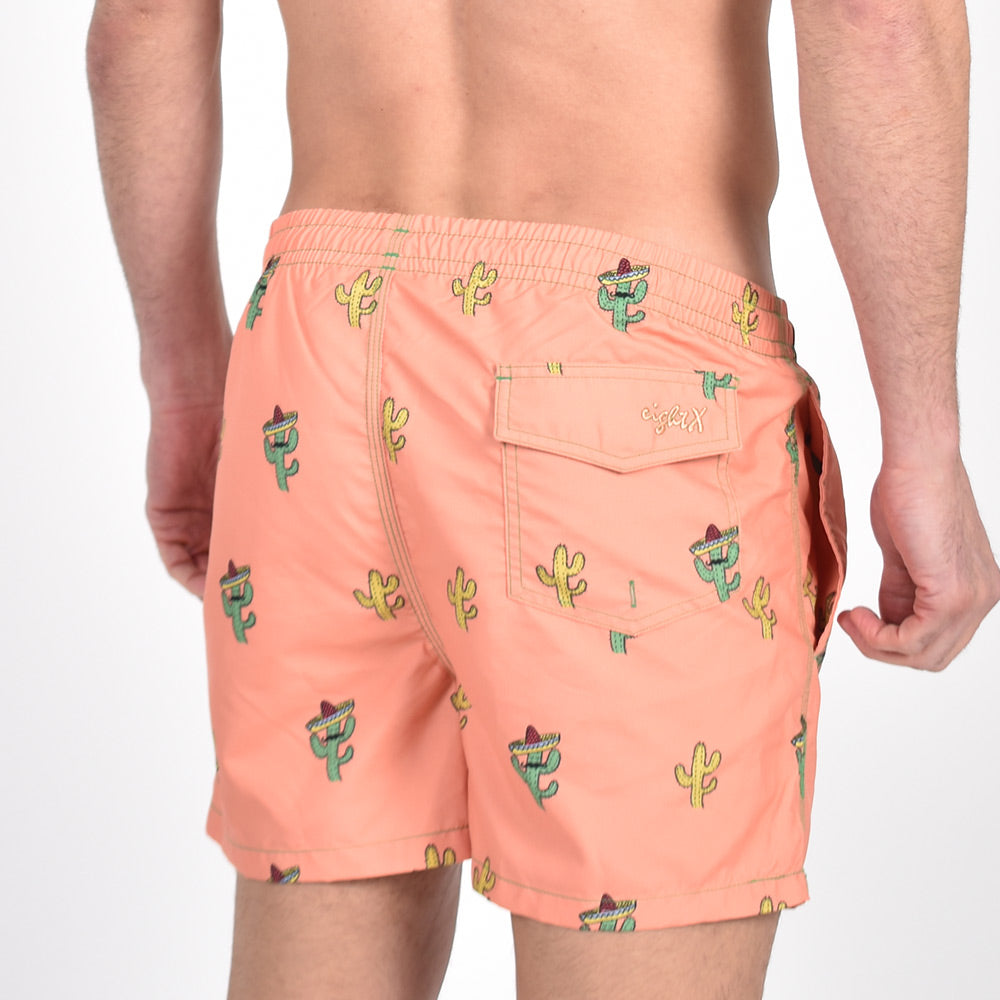 Sombrero Cactus Print Swim Trunks Swim Trunks Eight-X   