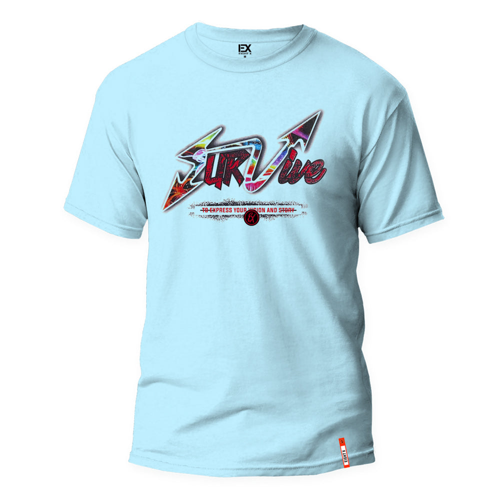 Survive 8X Street T-Shirt - Blue Graphic T-Shirts Eight-X   