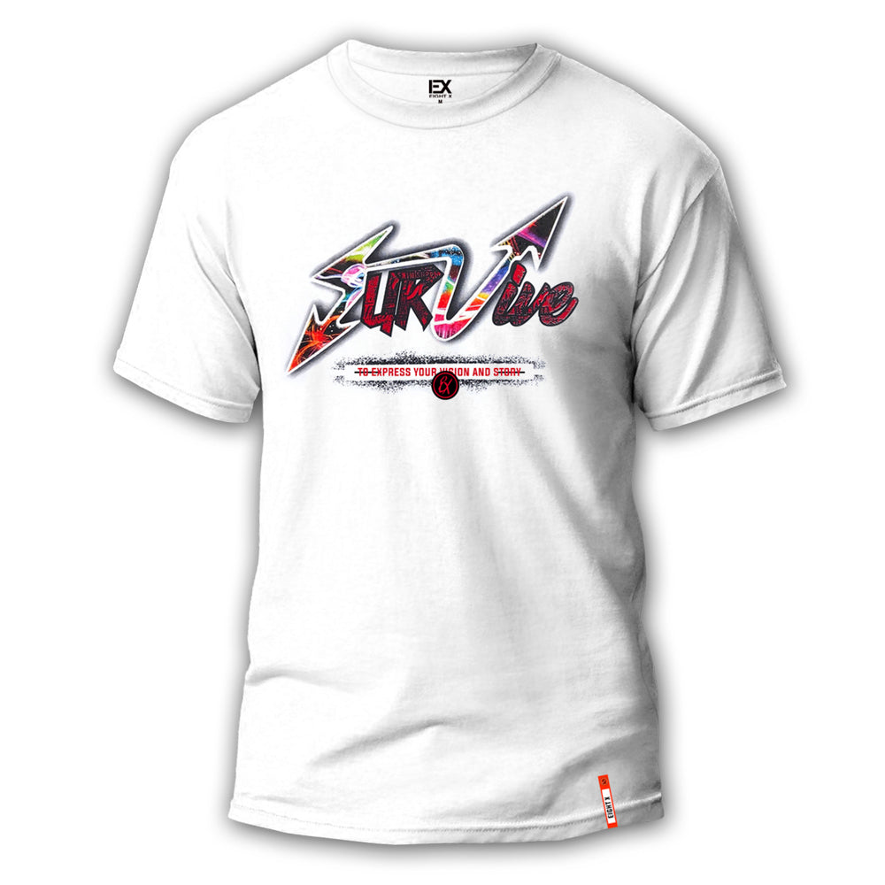 Survive 8X Street T-Shirt - White Graphic T-Shirts Eight-X WHITE S