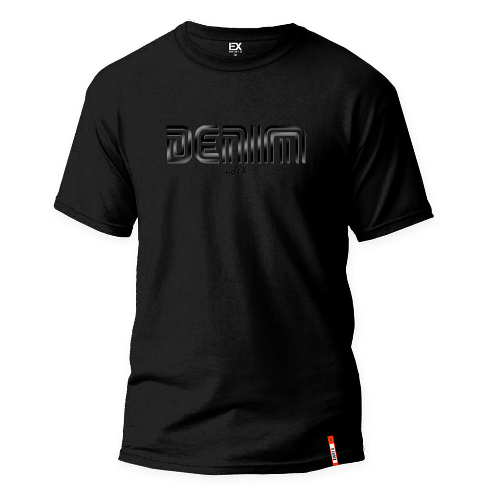 black t shirt with silicone print