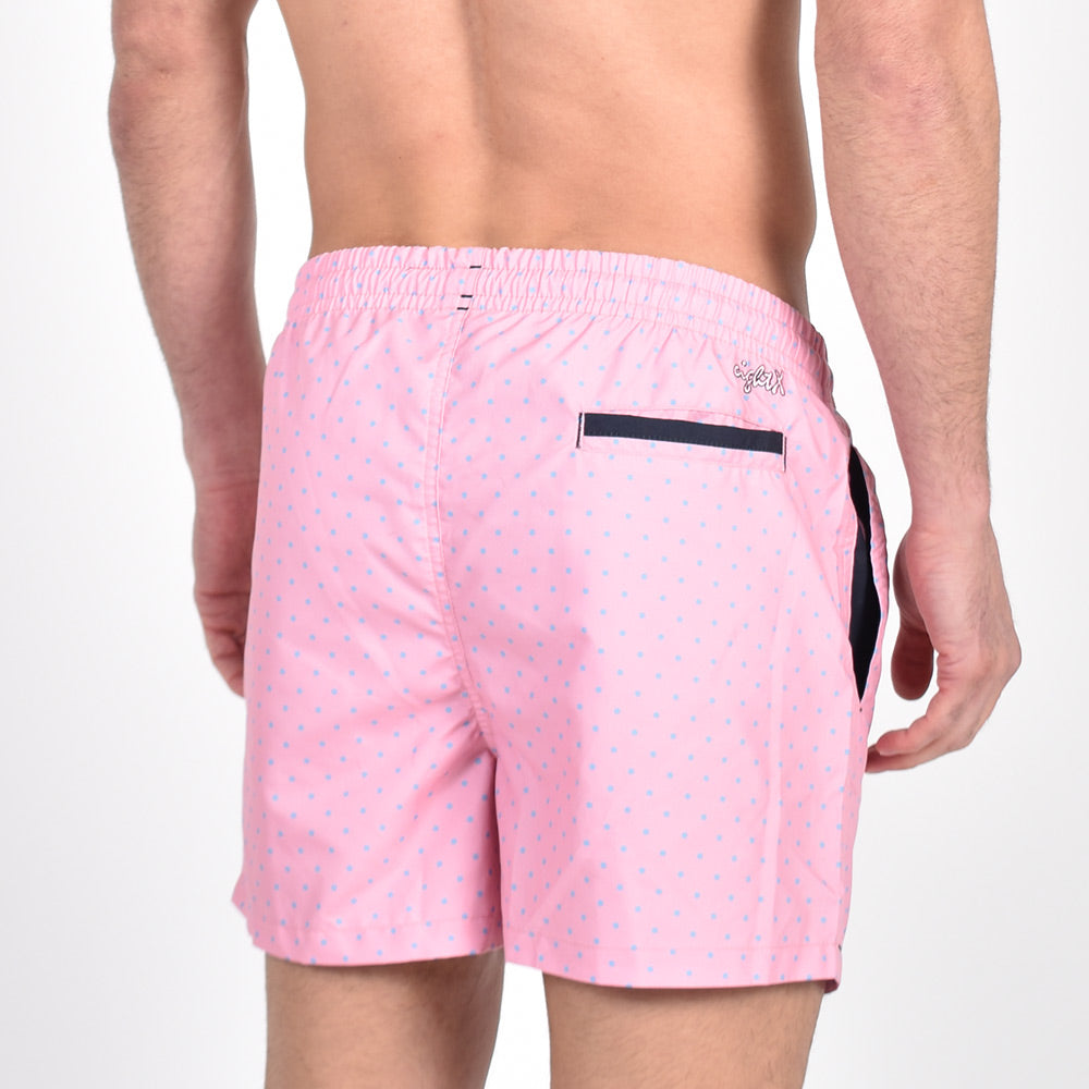 Pink Dot Print Swim Trunks Swim Trunks Eight-X   