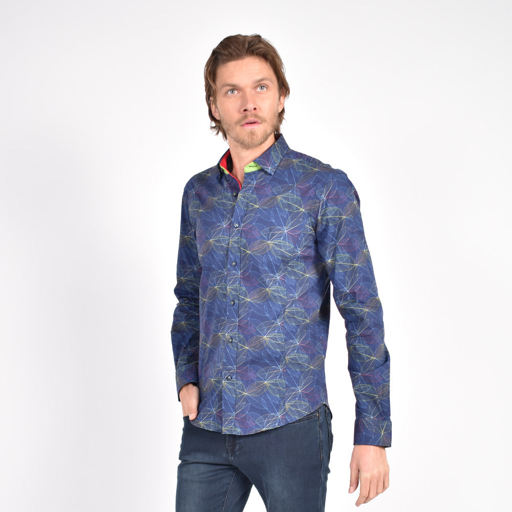 Translucent Leaf Button Down Shirt Long Sleeve Button Down Eight-X   