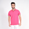 Fuchsia Polo with Double Sided Multi colored Striped Collar Polos Eight-X
