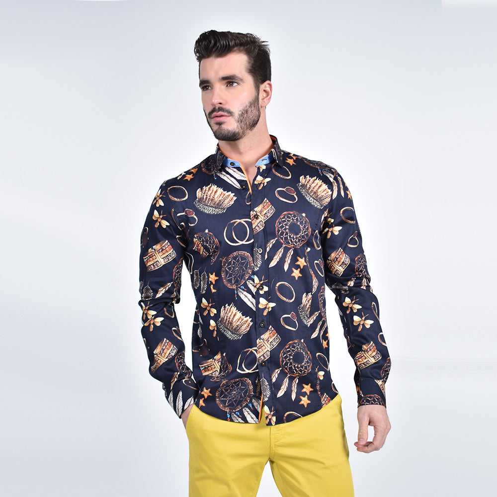 Native Dream Catcher Button Down Shirt Long Sleeve Button Down Eight-X   