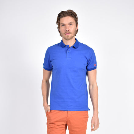 Royal Sax Polo with Double Sided Multi colored Paisley Print Collar Polos Eight-X