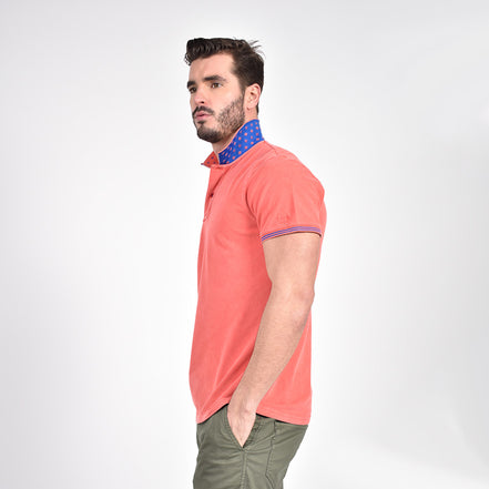 Coral Jacquard Polo with Double Sided Print Collar Polos Eight-X