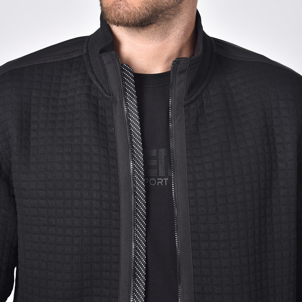 Black Quilted Jacket Sweatshirts Eight-X   