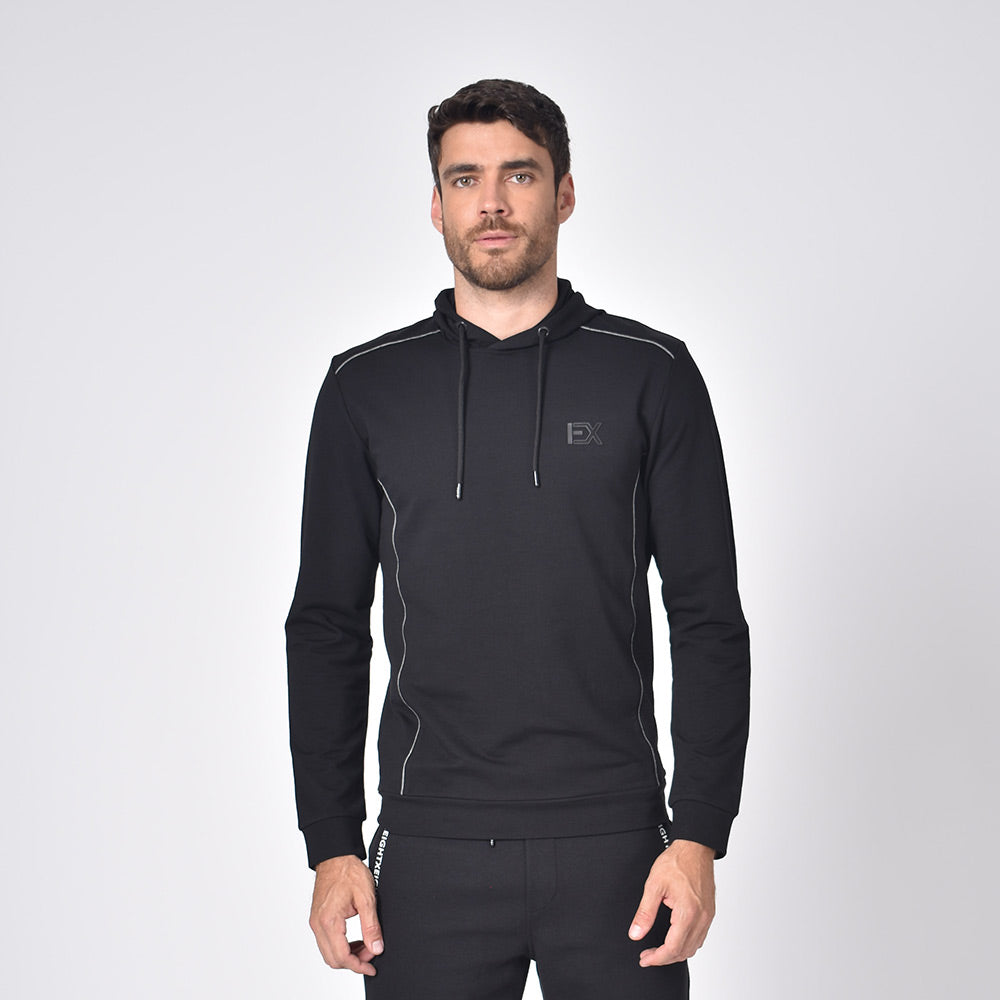 Black Hooded Pullover Sweatshirts Eight-X   