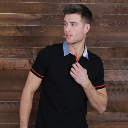 Black Polo Shirt With Color Trim Polos EightX