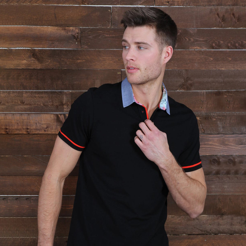 Black Polo Shirt With Color Trim Polos EightX   