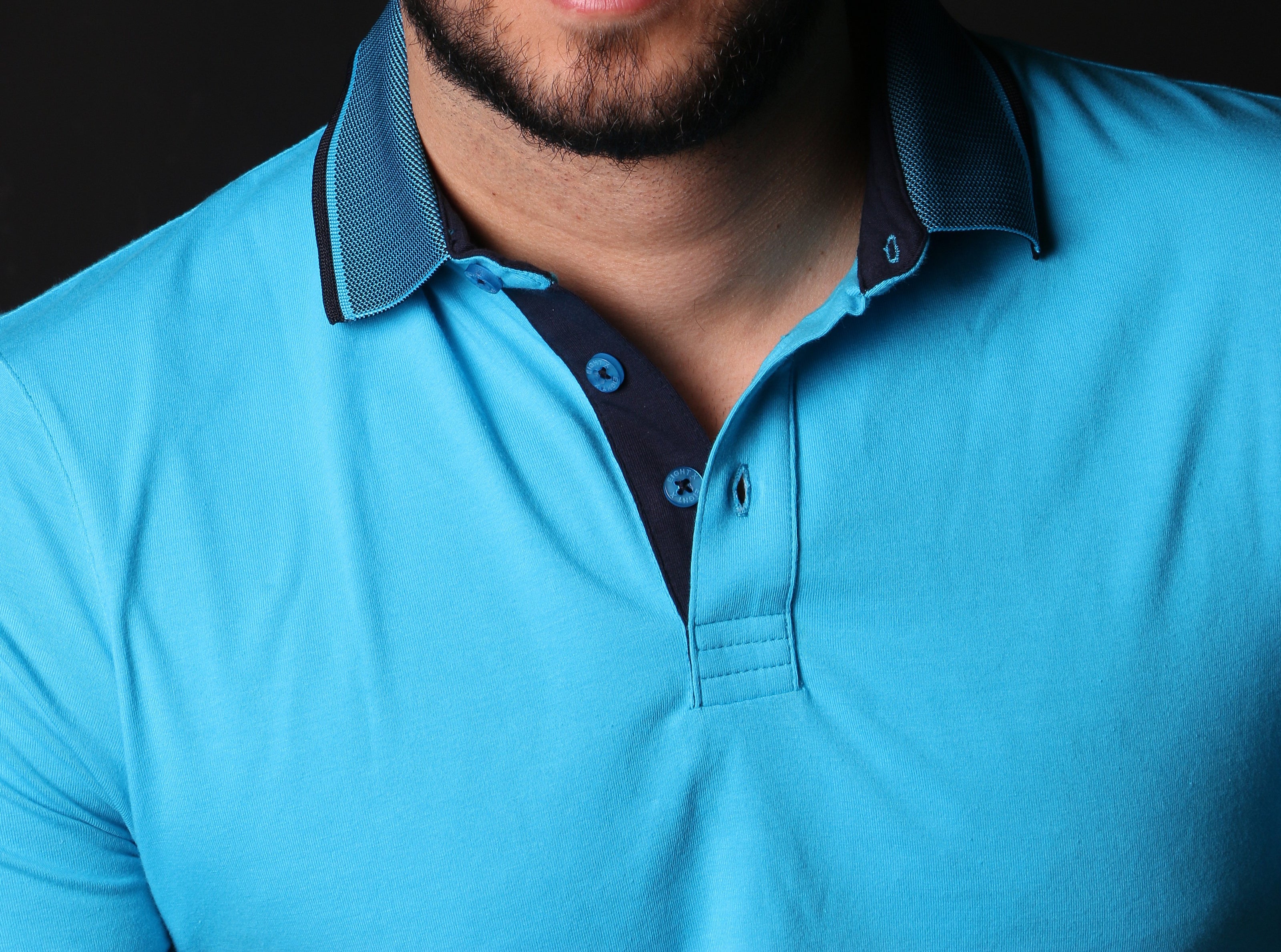 Turquoise Polo W/ Contrasting Trim & Collar Polos EightX TURQUOISE S