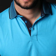 Turquoise Polo W/ Contrasting Trim & Collar Polos EightX