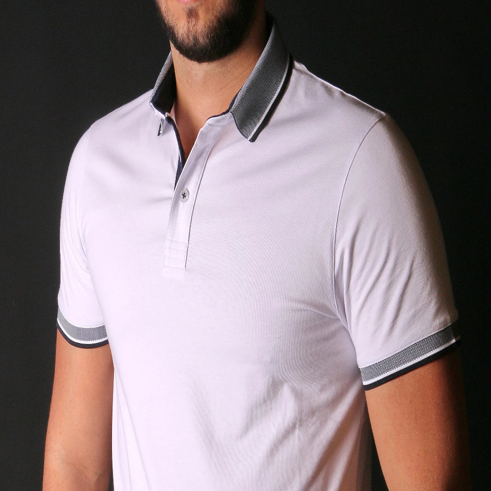 White Polo With Contrasting Collar Polos EightX WHITE S 