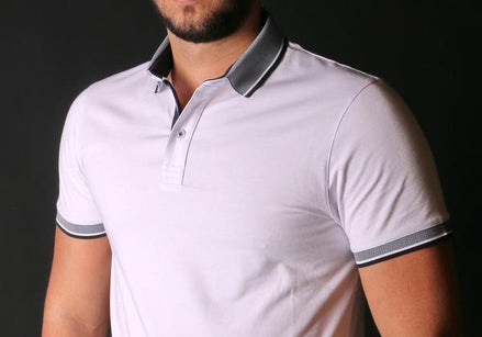 White Polo With Contrasting Collar Polos EightX
