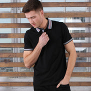 Black Polo With Contrasting Trim And Collar Polos EightX