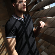 Black Polo With Contrasting Trim And Collar Polos EightX