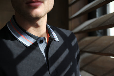 Black Polo With Contrasting Trim And Collar Polos EightX