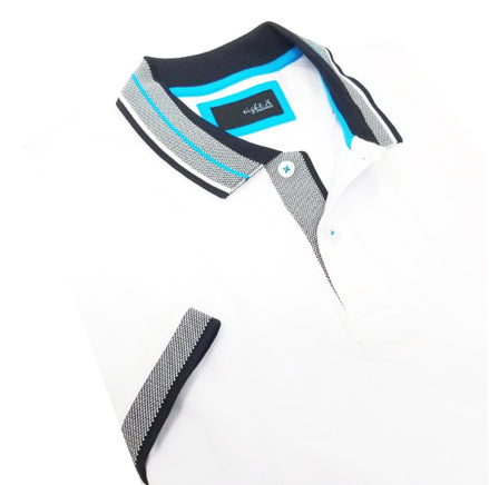 White Polo With Contrasting Trim And Collar Polos EightX