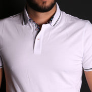 White Polo With Colorful Trim In Collar Polos EightX