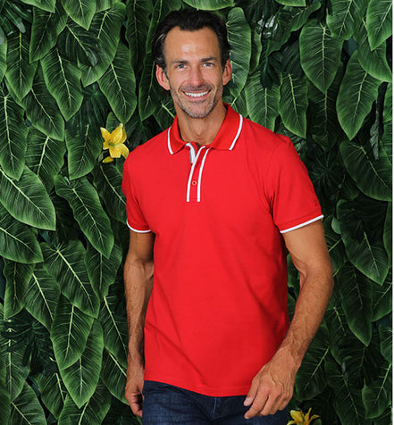 Red Polo With White Trim Polos EightX