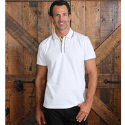 White Polo With Gray And Yellow Trim Polos EightX