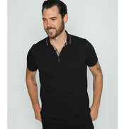 Black Polo With Colorful Trim Polos EightX