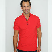 Red Polo With Colorful Trim Polos EightX