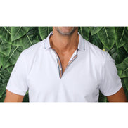White Polo With Colorful Trim Polos EightX