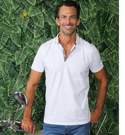 White Polo With Colorful Trim Polos EightX