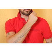Red Pocket Polo With Dot Trim Polos EightX