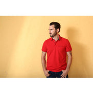 Red Pocket Polo With Dot Trim Polos EightX