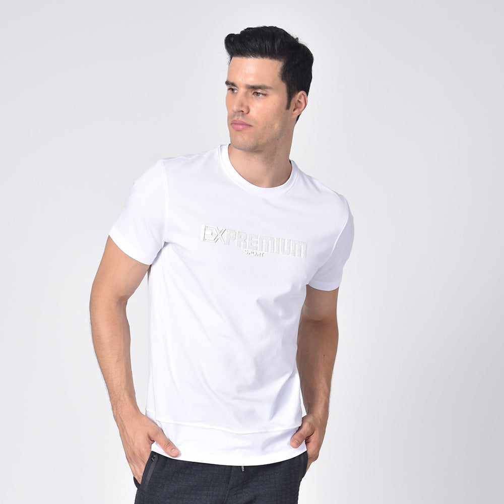 White Crew Neck with Logo T-Shirts Eight-X   