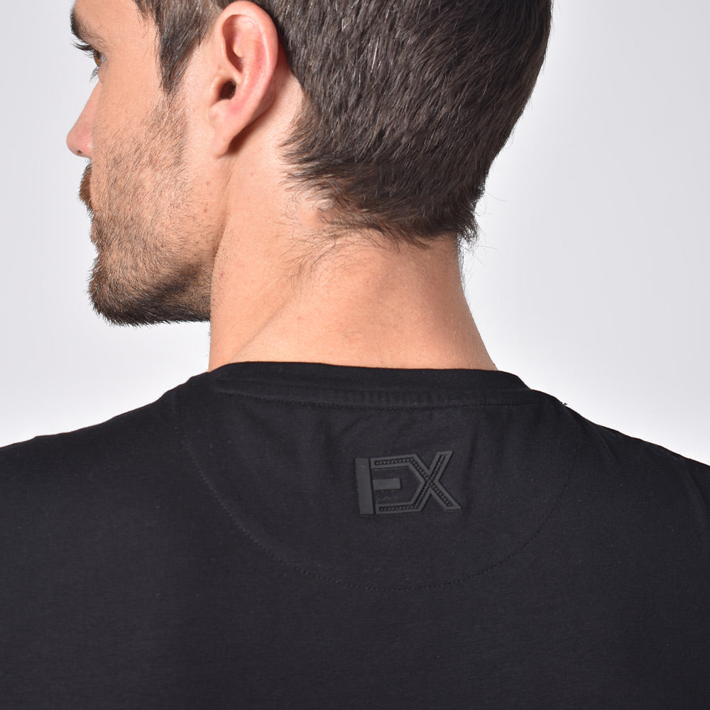 Black Crew Neck with Silicone Biker Patch Graphic T-Shirts Eight-X   