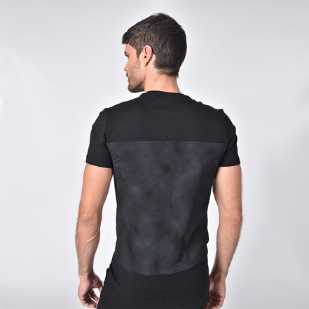 Striped Black Crew Neck T-Shirts Eight-X   