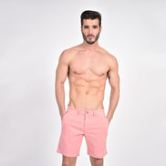 Pink Slim Fit Stretch Jacquard Shorts Chino Shorts Eight-X   