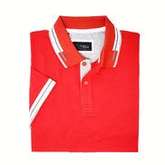 Red Polo With White And Grey Trim Polos EightX