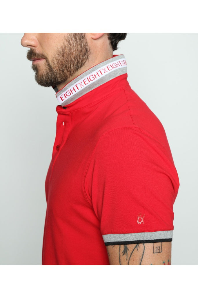 Red Polo With Gray And Black Trim #T-7002 Polos EightX   