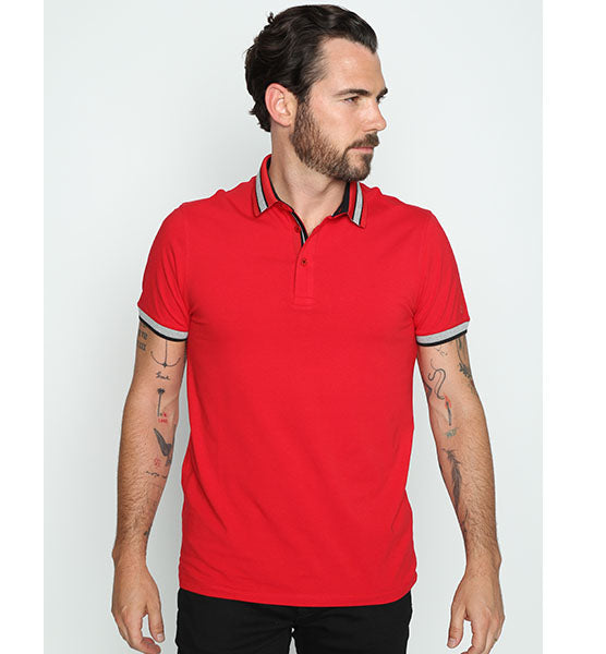 Red Polo With Gray And Black Trim #T-7002 Polos EightX