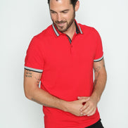 Red Polo With Gray And Black Trim #T-7002 Polos EightX