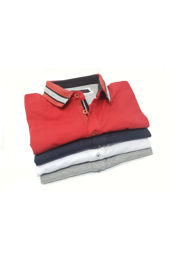 Red Polo With Gray And Black Trim #T-7002 Polos EightX   