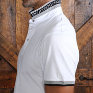 White Polo With Grey And Black Trim Polos EightX