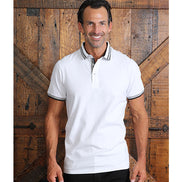 White Polo With Grey And Black Trim Polos EightX