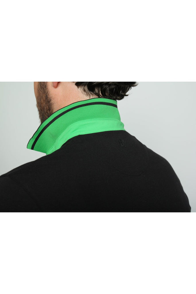 Black Polo With White And Green Trim Polos EightX   