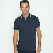Navy Polo With White And Pink Trim Polos EightX