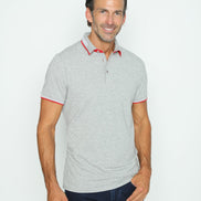 Grey Polo With Red And White Trim Polos EightX