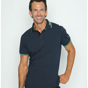 Navy Polo With White And Green Trim Polos EightX