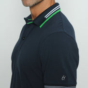 Navy Polo With White And Green Trim Polos EightX