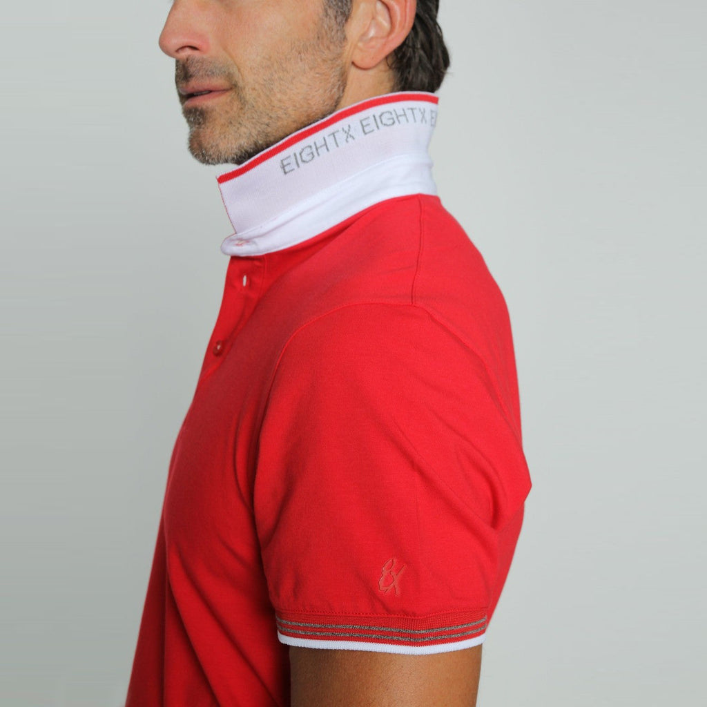 Solid Red Polo With White And Grey Trim Polos EightX   