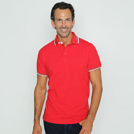 Solid Red Polo With White And Grey Trim Polos EightX